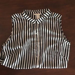 H&M black and white striped sleeveless button up